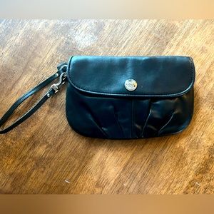 Black Leather COACH Clutch Wristlet